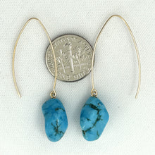 Load image into Gallery viewer, 9111830B BAROQUE TURQUOISE 14K GOLD FILLED V SHAPED WIRE DANGLE HOOK EARRINGS