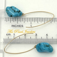 Load image into Gallery viewer, 9111830B BAROQUE TURQUOISE 14K GOLD FILLED V SHAPED WIRE DANGLE HOOK EARRINGS