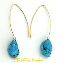 Load image into Gallery viewer, 9111830B BAROQUE TURQUOISE 14K GOLD FILLED V SHAPED WIRE DANGLE HOOK EARRINGS