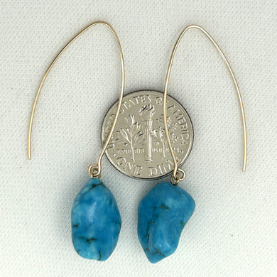 9111830C BAROQUE TURQUOISE 14K GOLD FILLED V SHAPED WIRE DANGLE HOOK EARRINGS