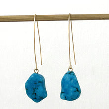 Load image into Gallery viewer, 9111830C BAROQUE TURQUOISE 14K GOLD FILLED V SHAPED WIRE DANGLE HOOK EARRINGS