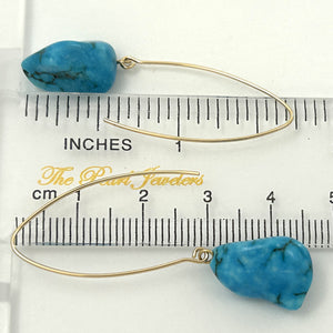 9111830C BAROQUE TURQUOISE 14K GOLD FILLED V SHAPED WIRE DANGLE HOOK EARRINGS