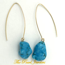 Load image into Gallery viewer, 9111830C BAROQUE TURQUOISE 14K GOLD FILLED V SHAPED WIRE DANGLE HOOK EARRINGS