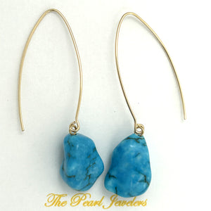 9111830C BAROQUE TURQUOISE 14K GOLD FILLED V SHAPED WIRE DANGLE HOOK EARRINGS