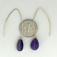 Load image into Gallery viewer, 9111840 FACETED AMETHYST 14K GOLD FILLED V SHAPED WIRE DANGLE HOOK EARRINGS