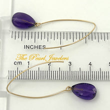 Load image into Gallery viewer, 9111840 FACETED AMETHYST 14K GOLD FILLED V SHAPED WIRE DANGLE HOOK EARRINGS