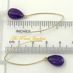 9111840 FACETED AMETHYST 14K GOLD FILLED V SHAPED WIRE DANGLE HOOK EARRINGS