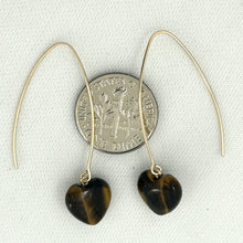 Load image into Gallery viewer, 9111850 TIGER-EYE 14K GOLD FILLED V SHAPED WIRE DANGLE HOOK EARRINGS