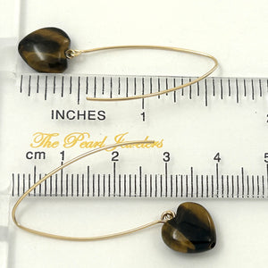 9111850 TIGER-EYE 14K GOLD FILLED V SHAPED WIRE DANGLE HOOK EARRINGS