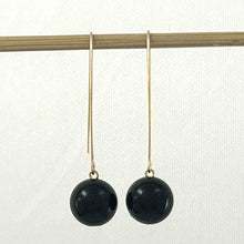 Load image into Gallery viewer, 9111861  BLACK ONYX 14K GOLD FILLED V SHAPED WIRE DANGLE HOOK EARRINGS