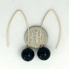 Load image into Gallery viewer, 9111861  BLACK ONYX 14K GOLD FILLED V SHAPED WIRE DANGLE HOOK EARRINGS