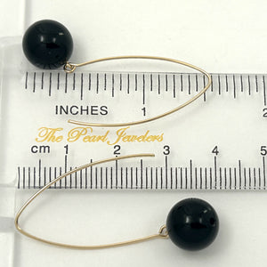 9111861  BLACK ONYX 14K GOLD FILLED V SHAPED WIRE DANGLE HOOK EARRINGS