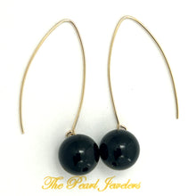 Load image into Gallery viewer, 9111861  BLACK ONYX 14K GOLD FILLED V SHAPED WIRE DANGLE HOOK EARRINGS