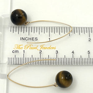 9111862  TIGER-EYE 14K GOLD FILLED V SHAPED WIRE DANGLE HOOK EARRINGS