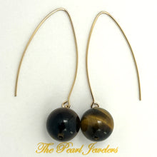 Load image into Gallery viewer, 9111862  TIGER-EYE 14K GOLD FILLED V SHAPED WIRE DANGLE HOOK EARRINGS