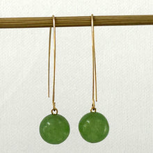 Load image into Gallery viewer, 9111863  AVENTURINE 14K GOLD FILLED V SHAPED WIRE DANGLE HOOK EARRINGS