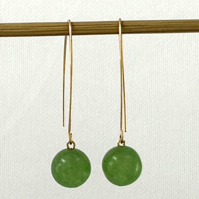 9111863  AVENTURINE 14K GOLD FILLED V SHAPED WIRE DANGLE HOOK EARRINGS