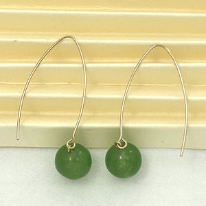 9111863  AVENTURINE 14K GOLD FILLED V SHAPED WIRE DANGLE HOOK EARRINGS