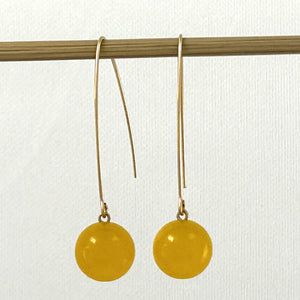 9111864  GOLDEN AGATE 14K GOLD FILLED V SHAPED WIRE DANGLE HOOK EARRINGS