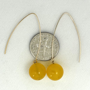 9111864  GOLDEN AGATE 14K GOLD FILLED V SHAPED WIRE DANGLE HOOK EARRINGS