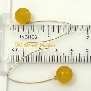 9111864  GOLDEN AGATE 14K GOLD FILLED V SHAPED WIRE DANGLE HOOK EARRINGS