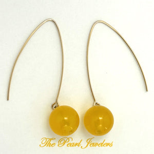 9111864  GOLDEN AGATE 14K GOLD FILLED V SHAPED WIRE DANGLE HOOK EARRINGS