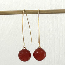 Load image into Gallery viewer, 9111865  CARNELIAN 14K GOLD FILLED V SHAPED WIRE DANGLE HOOK EARRINGS