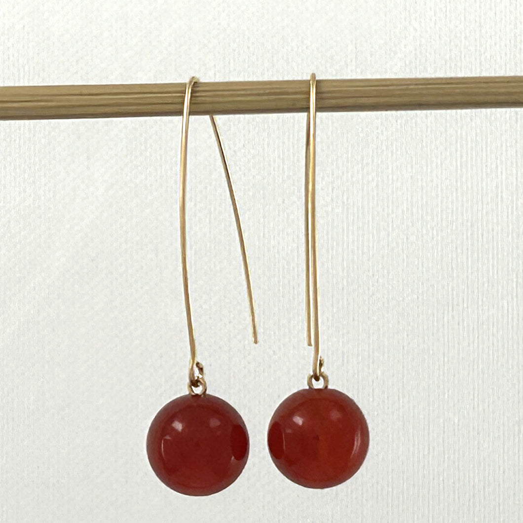 9111865  CARNELIAN 14K GOLD FILLED V SHAPED WIRE DANGLE HOOK EARRINGS