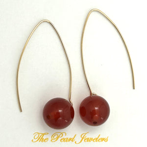 9111865  CARNELIAN 14K GOLD FILLED V SHAPED WIRE DANGLE HOOK EARRINGS