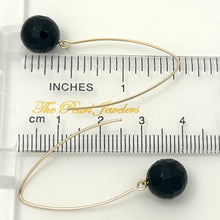 Load image into Gallery viewer, 9111871  BLACK ONYX 14K GOLD FILLED V SHAPED WIRE DANGLE HOOK EARRINGS