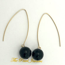 Load image into Gallery viewer, 9111871  BLACK ONYX 14K GOLD FILLED V SHAPED WIRE DANGLE HOOK EARRINGS