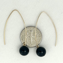 Load image into Gallery viewer, 9111891  BLACK ONYX 14K GOLD FILLED V SHAPED WIRE DANGLE HOOK EARRINGS