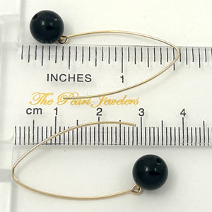 9111891  BLACK ONYX 14K GOLD FILLED V SHAPED WIRE DANGLE HOOK EARRINGS