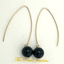 Load image into Gallery viewer, 9111891  BLACK ONYX 14K GOLD FILLED V SHAPED WIRE DANGLE HOOK EARRINGS