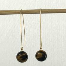 Load image into Gallery viewer, 9111892  TIGER-EYE 14K GOLD FILLED V SHAPED WIRE DANGLE HOOK