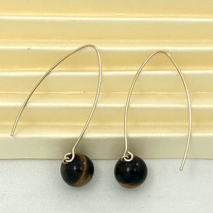 9111892  TIGER-EYE 14K GOLD FILLED V SHAPED WIRE DANGLE HOOK