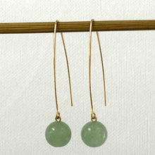 Load image into Gallery viewer, 9111893  AVENTURINE 14K GOLD FILLED V SHAPED WIRE DANGLE HOOK EARRINGS