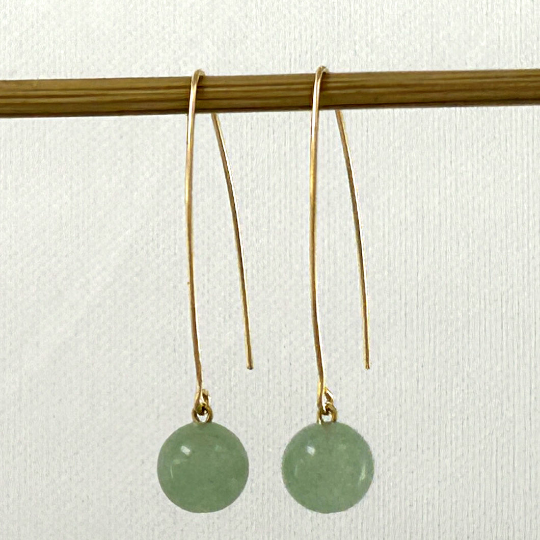 9111893  AVENTURINE 14K GOLD FILLED V SHAPED WIRE DANGLE HOOK EARRINGS