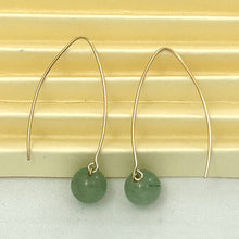 Load image into Gallery viewer, 9111893  AVENTURINE 14K GOLD FILLED V SHAPED WIRE DANGLE HOOK EARRINGS