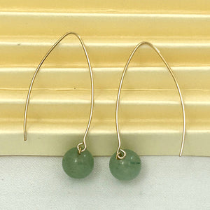 9111893  AVENTURINE 14K GOLD FILLED V SHAPED WIRE DANGLE HOOK EARRINGS