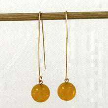 Load image into Gallery viewer, 9111894  GOLDEN AGATE 14K GOLD FILLED V SHAPED WIRE DANGLE HOOK EARRINGS