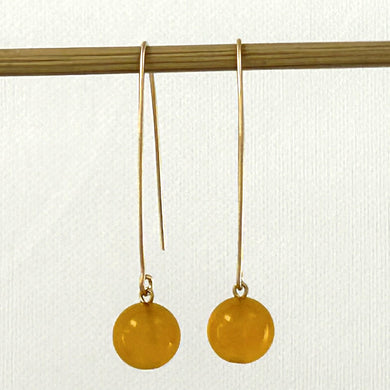 9111894  GOLDEN AGATE 14K GOLD FILLED V SHAPED WIRE DANGLE HOOK EARRINGS