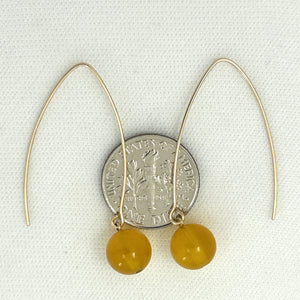 9111894  GOLDEN AGATE 14K GOLD FILLED V SHAPED WIRE DANGLE HOOK EARRINGS