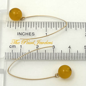 9111894  GOLDEN AGATE 14K GOLD FILLED V SHAPED WIRE DANGLE HOOK EARRINGS