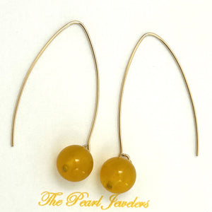 9111894  GOLDEN AGATE 14K GOLD FILLED V SHAPED WIRE DANGLE HOOK EARRINGS