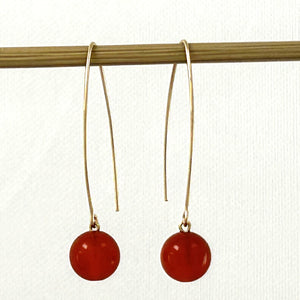 9111895  CARNELIAN 14K GOLD FILLED V SHAPED WIRE DANGLE HOOK EARRINGS