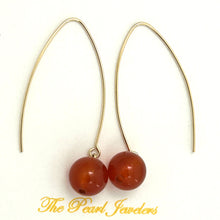 Load image into Gallery viewer, 9111895  CARNELIAN 14K GOLD FILLED V SHAPED WIRE DANGLE HOOK EARRINGS