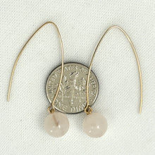 Load image into Gallery viewer, 9111896  ROSE QUARTZ 14K GOLD FILLED V SHAPED WIRE DANGLE HOOK EARRINGS