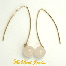 Load image into Gallery viewer, 9111896  ROSE QUARTZ 14K GOLD FILLED V SHAPED WIRE DANGLE HOOK EARRINGS