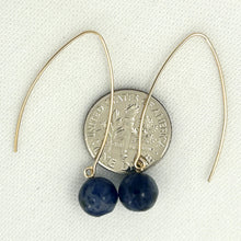 Load image into Gallery viewer, 9111897  SODALITE 14K GOLD FILLED V SHAPED WIRE DANGLE HOOK EARRINGS